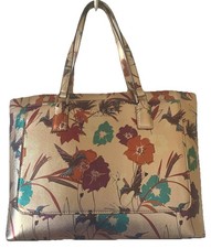 Guess Women's Thornhill Gold multi Large Tote Bag Floral Hummingbird Very Rare!