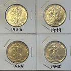 Lot (4) Liberty Walking Half Dollars /90% Silver AU/UNC (1.44 Troy OZ Silver)