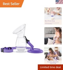 Silicone Breast Pump - 4 oz Hands-Free Collector with Suction Base Neck Strap