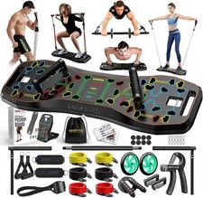 Push Up Board,36 in 1 Home Gym w/ Ab Roller Wheel  Resistance Bands Portable