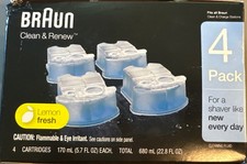 NEW Braun Clean and Renew Refill Cartridges, 4 Packs, Lemon-Fresh NIB Sealed
