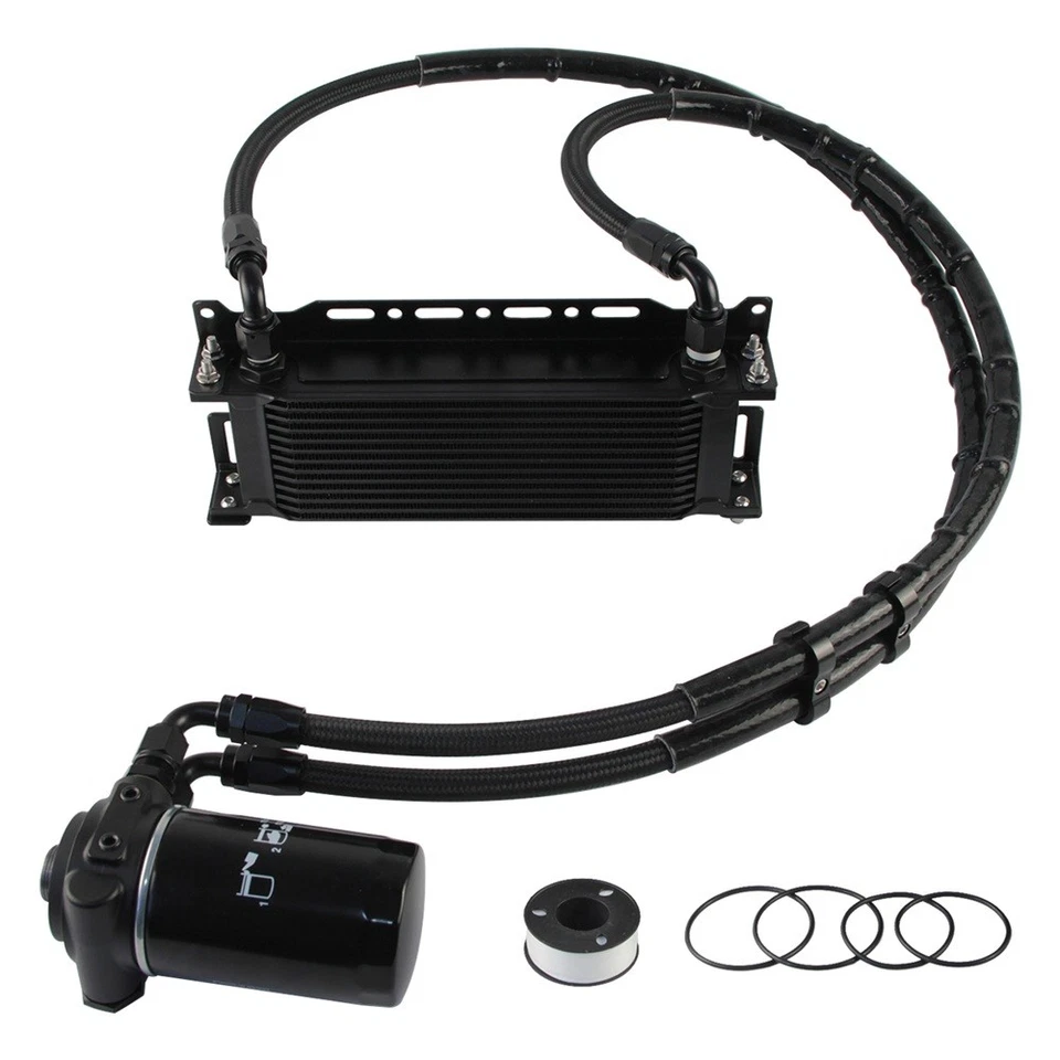 AN8 13 Row Oil Cooler Kit Thermostatic Oil Filter For Golf MK6 GTI EA888 Gen2 - Image 2 of 4