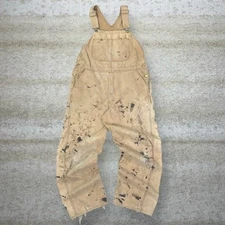 Vintage Dickies Overalls 38x32 Baggy Wide Leg Fit Tan Cotton Canvas 90s