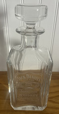 Jack Daniels Old No. 7 Etched Glass Decanter Thick Heavy All Glass Top