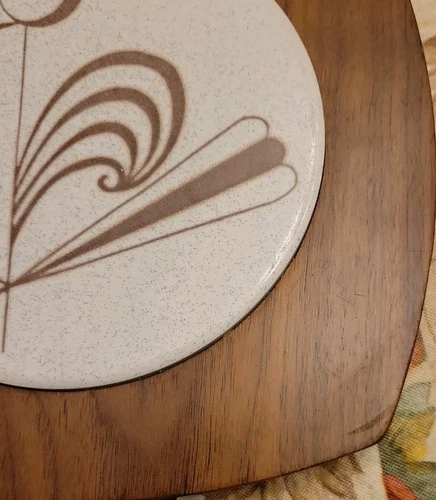 Vintage 1960s MCM Gladmark Wood- Ceramic Rooster Wall Plaque/Trivet 8.5" NICE image 9