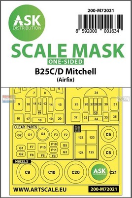 ASKM72021 1:72 ASK/Art Scale Mask - B-25C B-25D Mitchell (AFX kit)