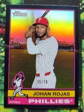 2025 Topps Heritage Chrome Johan Rojas Black Refractor #d 35/76 - Phillies