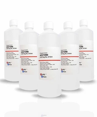 PURE CHEM Acetone Pure Acrylic Nail Remover Nail Polish Remover 99.8% 5 x 1L Bottles (5L)