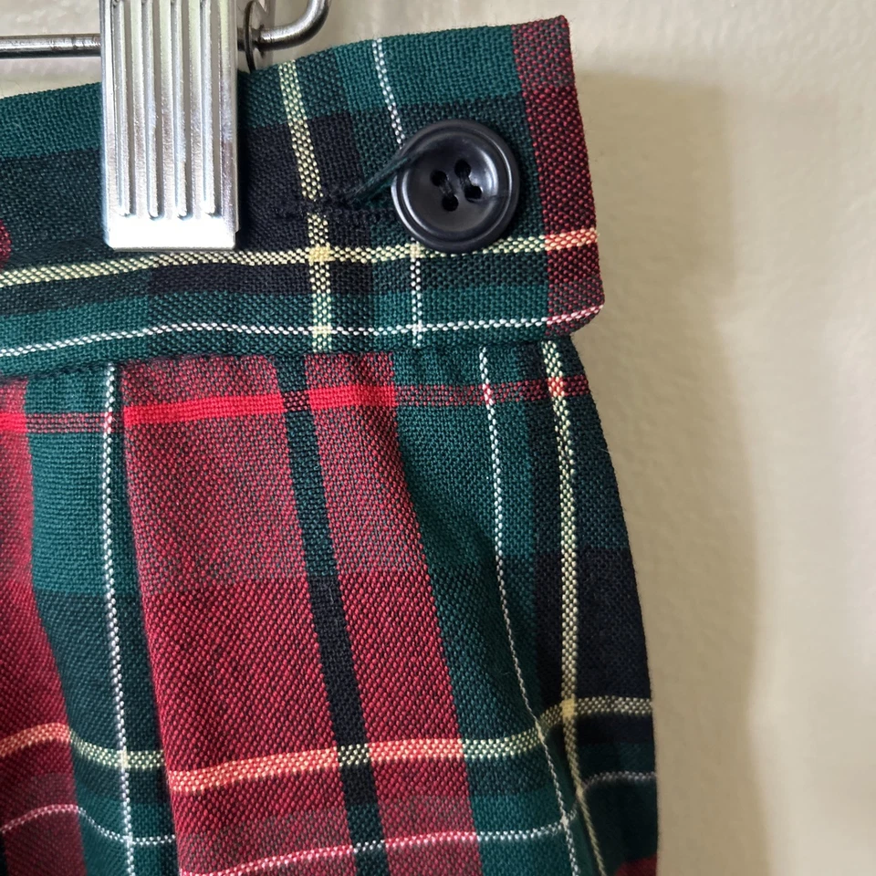 Maxi Falda Plisada Vintage 100% Lana Tartán Rojo Y Verde Knockabout Talla 10 EE. UU. Foto 4 de 4