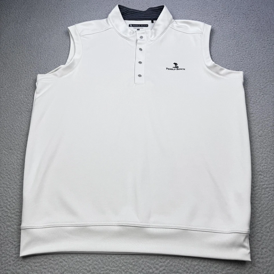 Pebble Beach Vest Mens XL Beige Golf Sleeveless Snap Placket Mock Neck Pullover - Image 2 of 4