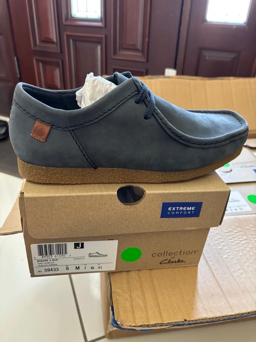 MENS CLARKS SHACRE II RUN CHUKKA SHOES BOOTS BLUE NAVY NUBUCK