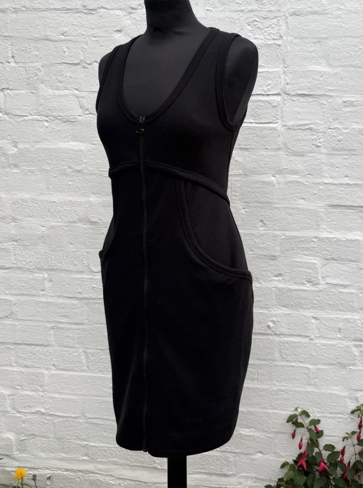 Abito body ALEXANDER WANG nero in jersey con zip intera taglia S