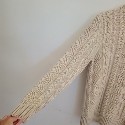 Superdry Wool Blend Chunky Cable Knit Sweater Small Crewneck Fisherman Outdoor - Picture 4 of 12