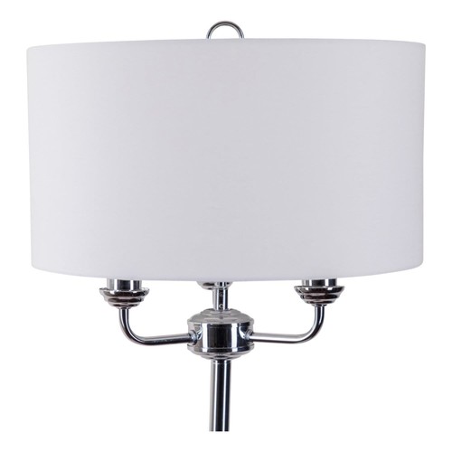 Chrome Floor Light Standing Lamp Cream Shade Traditional Design - Picture 3 of 6