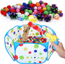 219PCS Cat Ball Pit with Balls, Interactive Toy for Indoor Bored Cats