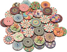 50 PCS 3/4 inch 20mm 2 Holes Buttons, Vintage Wood Buttons, for Sewing Childre