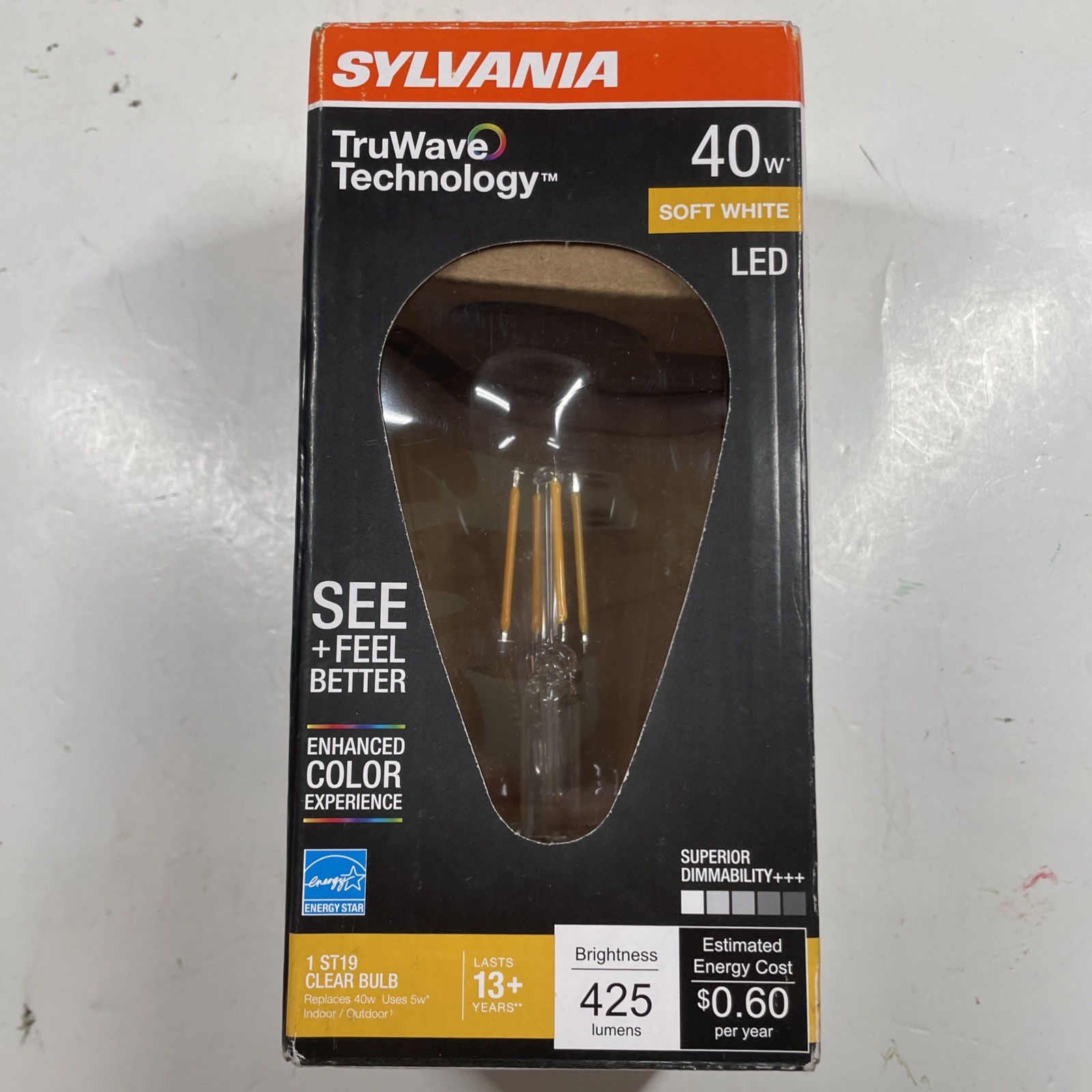 Sylvania Natural ST19 E26 (Medium) LED Bulb Soft White 40 Watt Equivalence