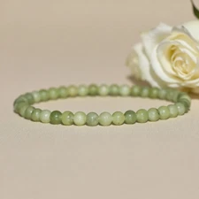 Natural Jade Stone Bracelet 4mm Green Gemstone Healing Crystal Bracelet Gift