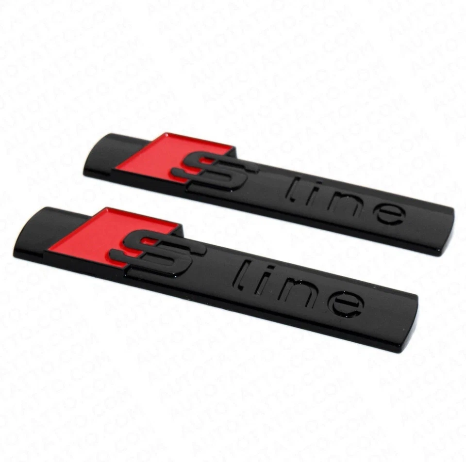 2x Gloss Black Audi S-LINE Side Fender Emblem Logo Decal Badge Decoration - Image 3 of 4