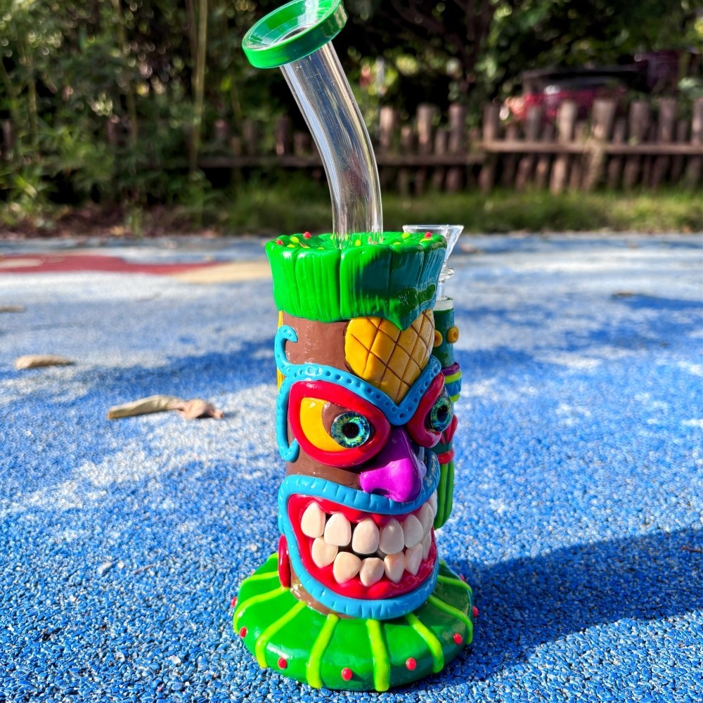 9" Glow in the Dark 3D Monster Clay Glass Bong Honeycomb Perc Water Pipe Bubbler