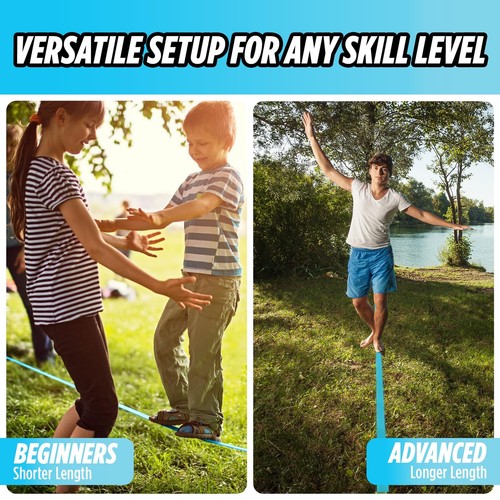 Ninja Slackline Kit 60ft - Ratchet Straps & Tree Protectors for Kids - Picture 7 of 9
