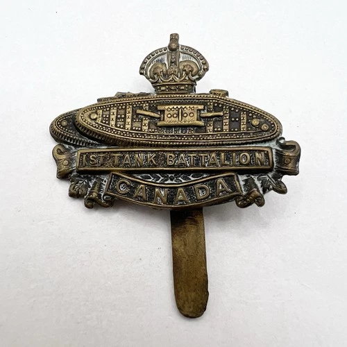 Genuine WW1 Canada Canadian 1st Tank Battalion CEF Cap Badge