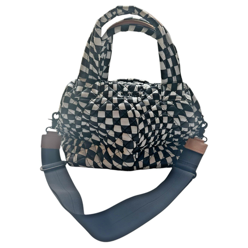 MZ Wallace Hand Bag Quilted Sutton Black White Nylon Handle Tote Crossbody Strap - 第 3/17 張圖片