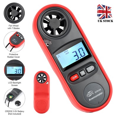 Digital Anemometer Windmessgerät Air Flow Geschwindigkeit Messung Thermometer DE