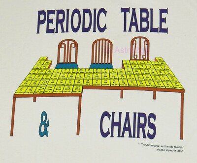 PERIODIC TABLE & CHAIRS--Chemistry Elements Atoms Science Teacher T shirt S-3XL