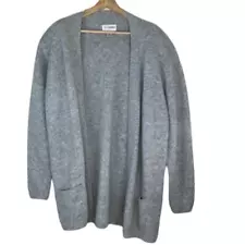 YARN WORKS GRAY LAMBSWOOL ANGORA RABBIT HAIR CARDIGAN SIZE M