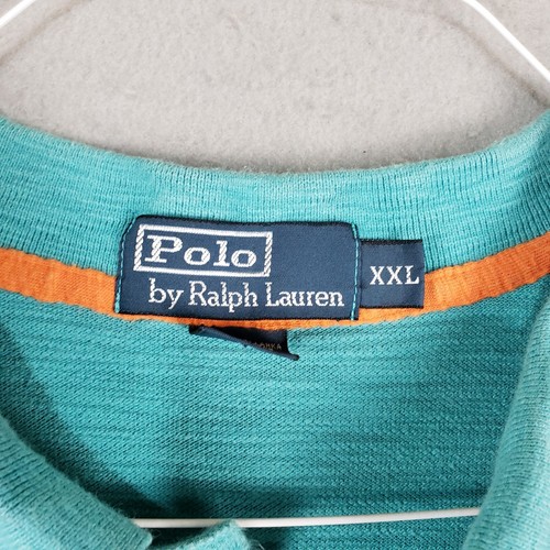 VTG 90s Polo XXL Ralph Lauren Southwestern Aztec Blue Orange Stripe Polo Shirt  - Picture 6 of 10