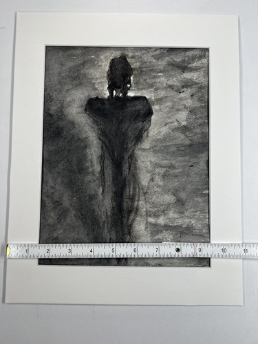 Ghostly Figure Spooky Halloween Original Watercolor Painting 14x11” Fine Art - Picture 11 of 14