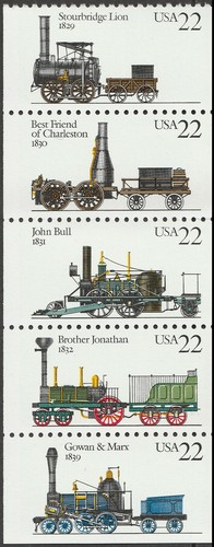 US 2362-2366 2366a BK163 Steam Locomotives 22c booklet 20 #2 MNH 1987 - Picture 3 of 8