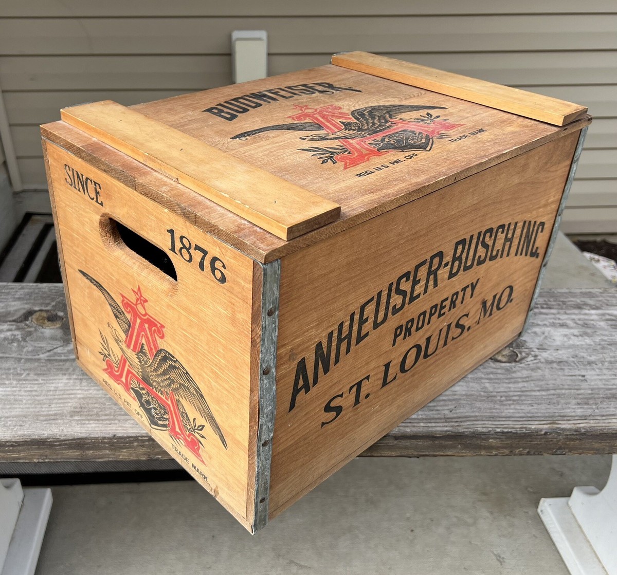Anheuser-Busch Budweiser St Louis MO Since 1876 Wooden Beer Crate