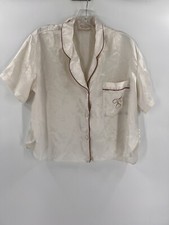 Vintage Victoria's Secret Gold Label Ivory Pajama Top Women's Button Up MEDIUM