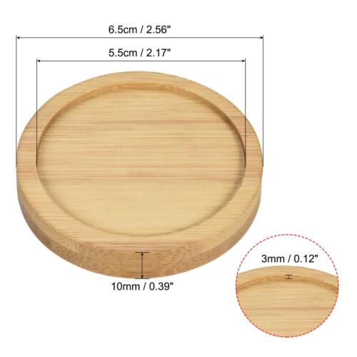12pcs Plant Pot Saucer 6.5cm OD Bamboo Round Flower Drip Tray for Indoors - Picture 2 of 5