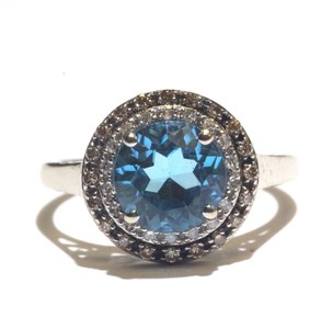 10k-white-gold-24ct-brown-white-diamond-blue-topaz-halo-ring-2-6g-estate