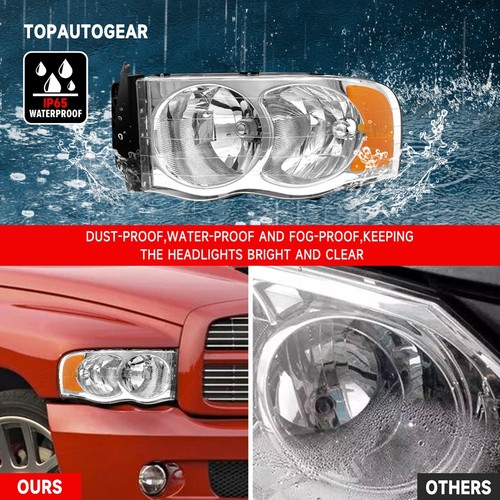 Faro para Dodge Ram 1500 2500 3500 2002 2003 2004 2005 faro cromado 2 piezas - Imagen 6 de 9