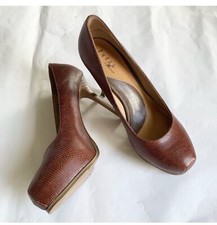 PEDRO Women's Platform Covered Heel Textured Light Brown Pumps 36