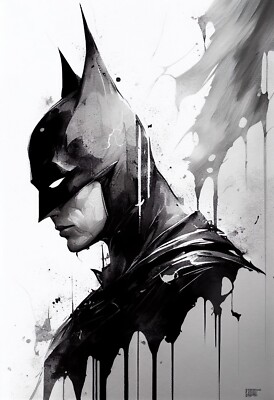 A3 Größe - Batman schwarz-weiß Poster Druck Wandbild Wohndeko Männerhöhle
