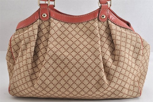 Authentic GUCCI Diamante Sukey Tote Hand Bag Canvas Leather 211944 Brown 4154M - Picture 3 of 10