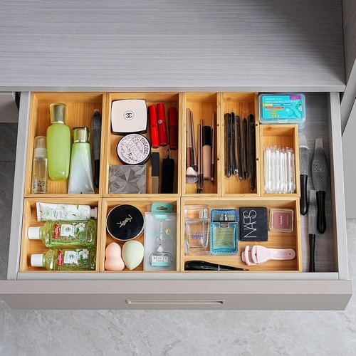 Schubladen Organizer Set Bambus Holz Aufbewahrungsboxen Eimer poliert stabil nachhaltig - Bild 25 von 25