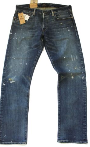 Polo Ralph Lauren Herren blau Varick Slim Straight Paint Spot Denim Jeans, 31x30 - Bild 1 von 2