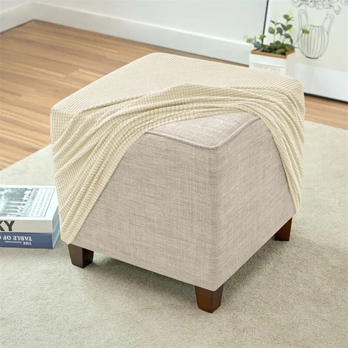 Elastic Polar Fleece Ottoman Cover Square Footstool Cover Footrest Slipcovers - Picture 18 of 32