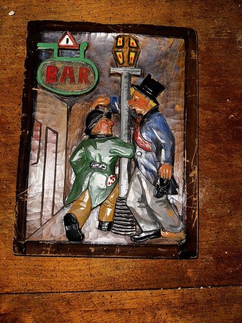 Rare MID CENTURY 3-D HARTMANN Wax Art Sculpture Carved HOBOs holding Lamp Post Rare MID CENTURY 3-D HARTMANN Wax Art Sculpture Carved HOBOs holding Lamp Post