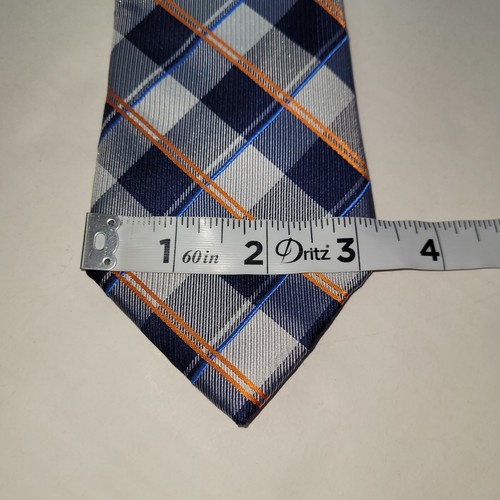 Nautica Tie Mens Silk Handmade Plaid Blue/Orange Office Preppy Collegiate New - Picture 6 of 7