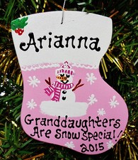 GRANDDAUGHTER Christmas Ornament U CHOOSE NAME-YEAR Snowman Personalize Kids