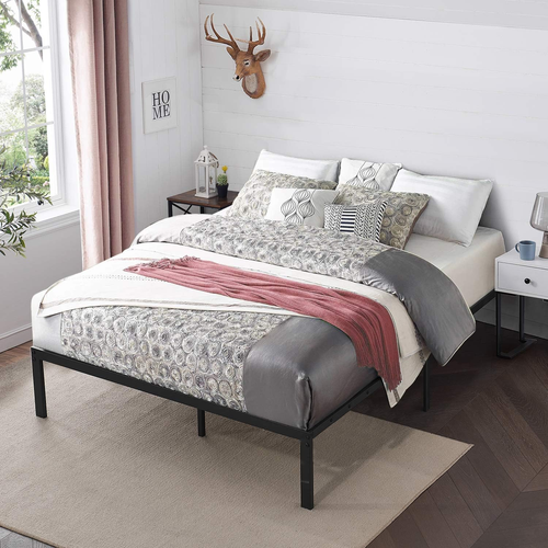 Metal Platform Bed Frame,Heavy Duty Steel Slat/Noise Free&No Box Spring Needed/E