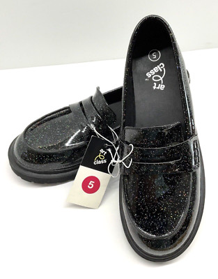 NEW Girls Art Class Black Glitter Loafers Shoes Casual Dress Various Sizes