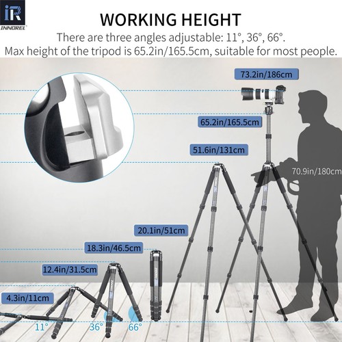 CT85C Carbon Fiber Tripod Professional Camera Travel Tripod 55lbs Load-used - Picture 6 of 7